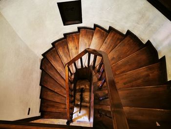 High angle view of spiral staircase