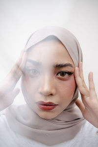 Close-up portrait of a beautiful young woman