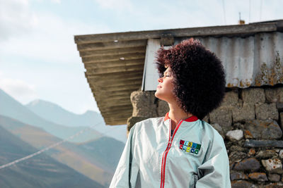 Young woman with curly hair