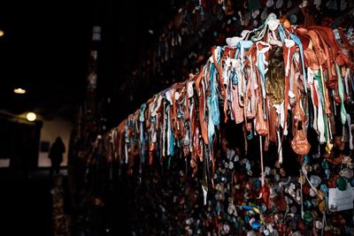 Close-up of gum wall in building