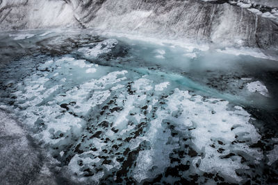 High angle view of glacier