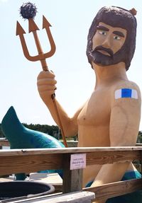 Low angle view of statue against clear sky