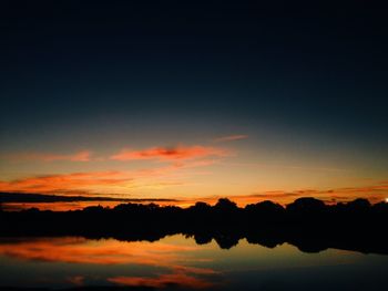 Reflection of sky in calm lake