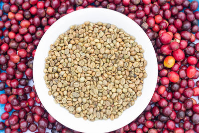 High angle view of fruits in bowl