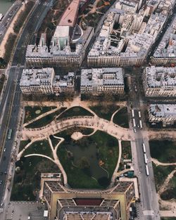 Directly above shot of eiffel tower and buildings in city