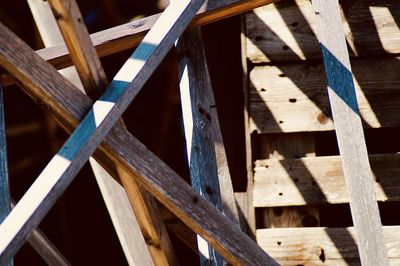 High angle view of wooden construction site