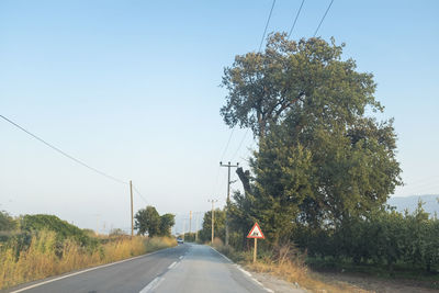 Road by trees against sky