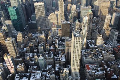 High angle view of buildings in city