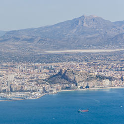 Aerial view of city at waterfront