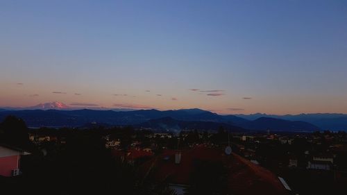 View of town at sunset