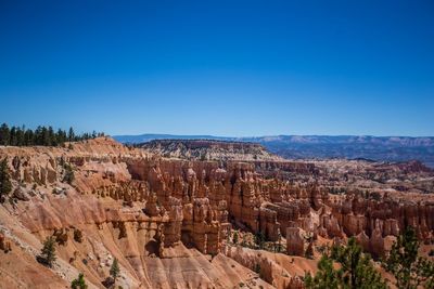 Aerial view of rock formations against blue sky