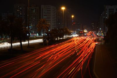 Light trails in city at night