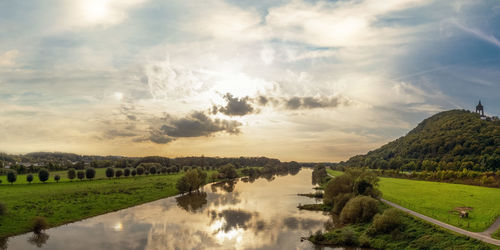 Scenic view of landscape against sky during sunset