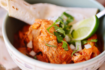 Close-up of meal served in plate