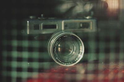 Close-up of camera on mirror