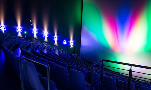 View of illuminated building
