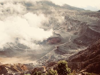 Aerial view of volcanic landscape