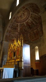 Low angle view of sculpture in building