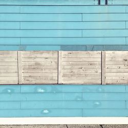 Full frame shot of blue wooden planks