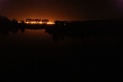 Scenic view of calm lake at sunset