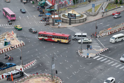 High angle view of traffic on city street