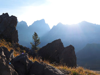 Panoramic view of mountains against sky