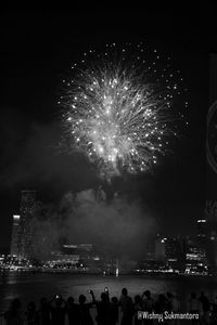 Firework display at night