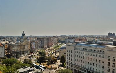 High angle view of buildings in city