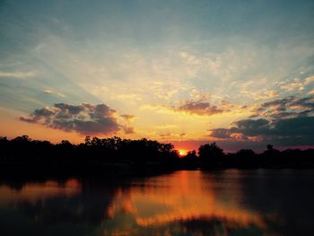 Scenic view of lake during sunset