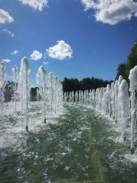 Scenic view of fountain against sky