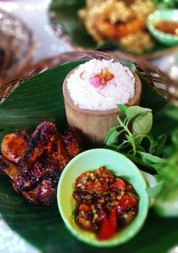 Close-up of meal served in plate