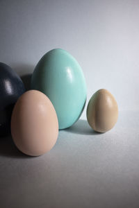 Close-up of eggs on table