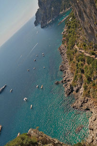 High angle view of surf on shore