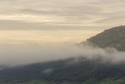 Scenic view of mountains against sky during sunset