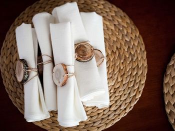 Close-up of napkins on table