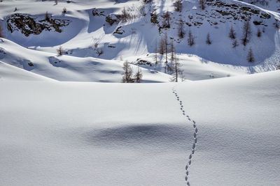 Scenic view of snow covered land