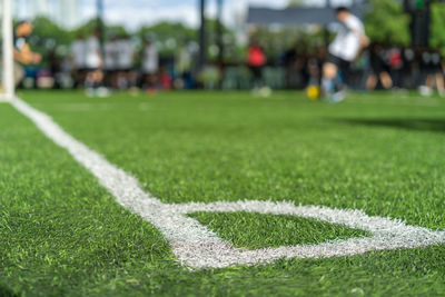 Close-up of soccer field