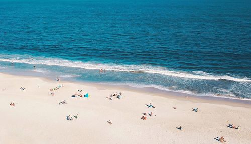 High angle view of people on beach
