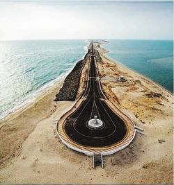 High angle view of beach against sky