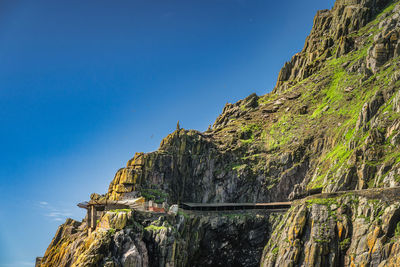 Helipad on the edge of cliff on skellig michael island where star wars were filmed, ireland