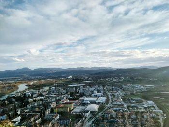 High angle view of cityscape against sky