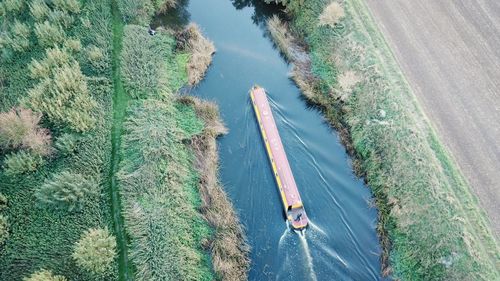 High angle view of trees by river