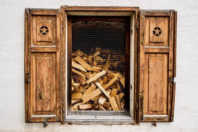Close-up of damaged door