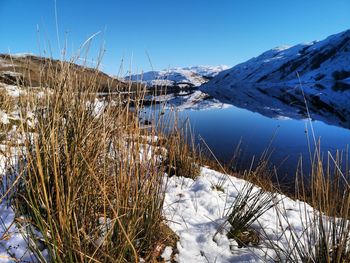 Scenic view of frozen lake against sky