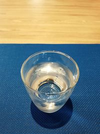 High angle view of beer glass on table