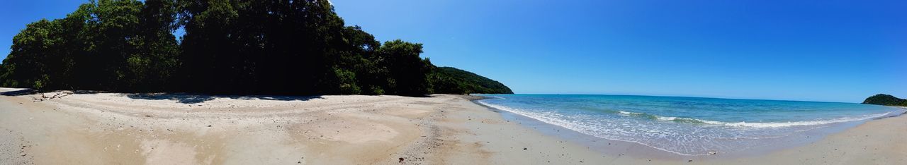 PANORAMIC SHOT OF BEACH AGAINST CLEAR SKY