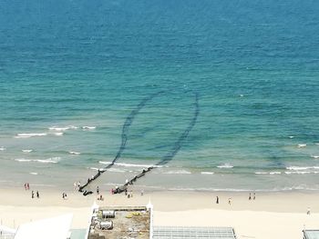 High angle view of people on beach