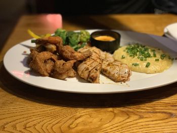 Close-up of food served in plate