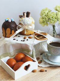 High angle view of cake on table