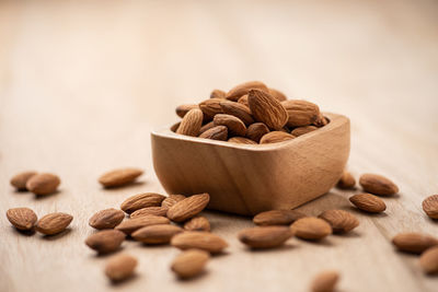 Close-up of cookies in bowl on table